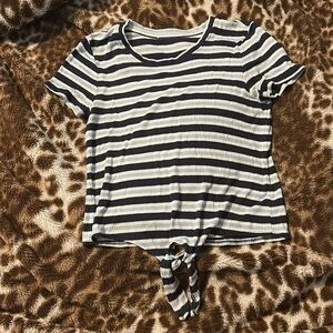 Striped Knit Top with Tie Detail